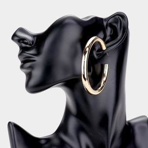 Gold Hoop Earrings 2.25" Chunky Cute Casual Simple Jewelry Fashion Accessories